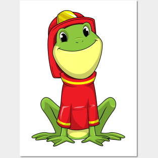 Frog Firefighter Helmet Fire department Posters and Art